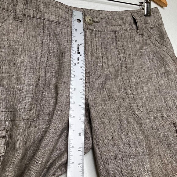 CAbi Women's 100% Linen Bermuda Shorts Size 4 Cargo Style Taupe Color - Picture 7 of 11